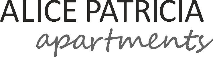 The image displays the text "ALICE PATRICIA apartments" in a stylized font.